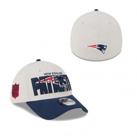 Men's New England Patriots Stone Navy 2023 NFL Draft 39THIRTY Flex Hat