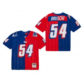 Men's New England Patriots Tedy Bruschi Mitchell & Ness Royal Red 1996 Split Legacy Replica Jersey