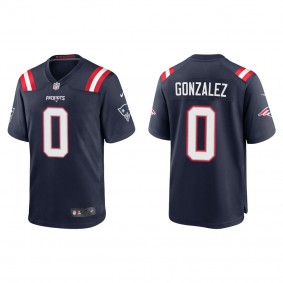 Men's New England Patriots Christian Gonzalez Navy 2023 NFL Draft Game Jersey