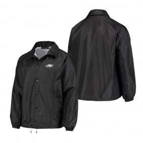 Men's Philadelphia Eagles Black Coaches Classic Raglan Full-Snap Windbreaker Jacket