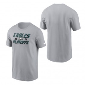 Men's Philadelphia Eagles Gray 2023 NFL Playoffs Iconic T-Shirt