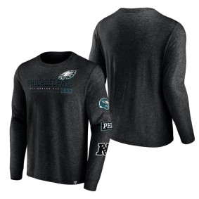 Men's Philadelphia Eagles Heather Black High Whip Pitcher Long Sleeve T-Shirt