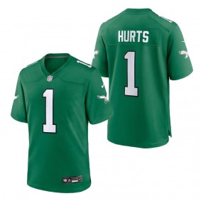 Men's Philadelphia Eagles Jalen Hurts Kelly Green Alternate Game Player Jersey