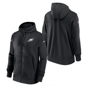 Men's Philadelphia Eagles Nike Black Sideline Club Performance Full-Zip Hoodie