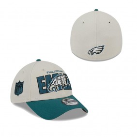 Men's Philadelphia Eagles Stone Midnight Green 2023 NFL Draft 39THIRTY Flex Hat