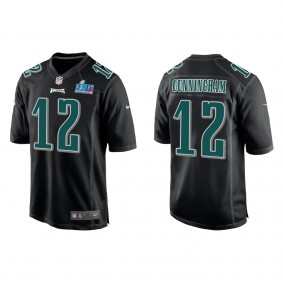 Randall Cunningham Men's Philadelphia Eagles Black Super Bowl LVII Patch Fashion Game Jersey