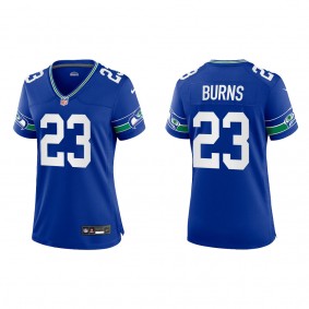 Women's Seattle Seahawks Artie Burns Royal Throwback Game Jersey