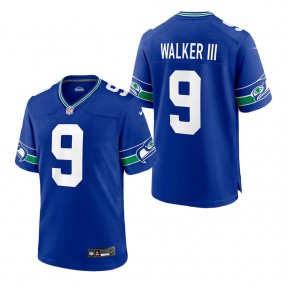 Men's Seattle Seahawks Kenneth Walker III Royal Throwback Player Game Jersey