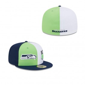 Men's Seattle Seahawks Neon Green College Navy 2023 Sideline 59FIFTY Fitted Hat