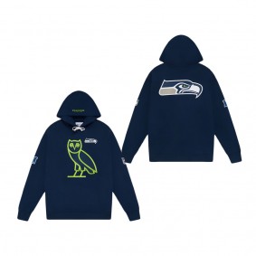 Men's Seattle Seahawks OVO x NFL College Navy OG Owl Pullover Hoodie