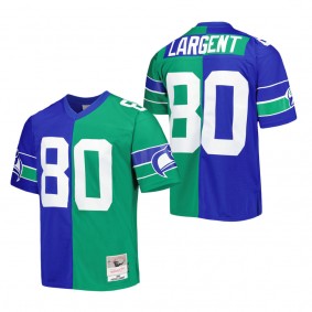 Men's Seattle Seahawks Steve Largent Mitchell & Ness Royal Green 1985 Split Legacy Replica Jersey