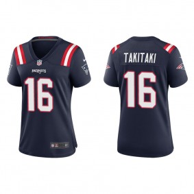 Women's New England Patriots Sione Takitaki Navy Game Jersey