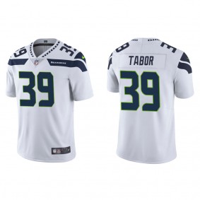 Men's Seattle Seahawks Teez Tabor White Vapor Limited Jersey