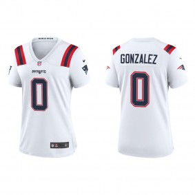 Women's New England Patriots Christian Gonzalez White 2023 NFL Draft Game Jersey