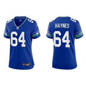 Women's Christian Haynes Seattle Seahawks Royal Throwback Game Jersey