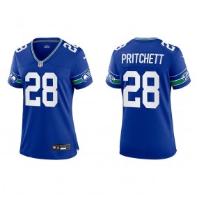 Women's Nehemiah Pritchett Seattle Seahawks Royal Throwback Game Jersey