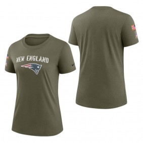 Women's New England Patriots Olive 2022 Salute To Service Legend T-Shirt