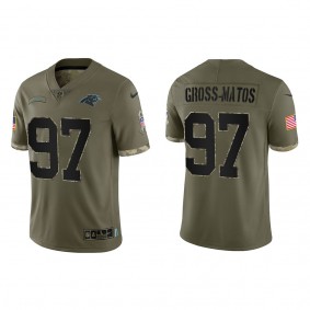 Yetur Gross-Matos Carolina Panthers Olive 2022 Salute To Service Limited Jersey