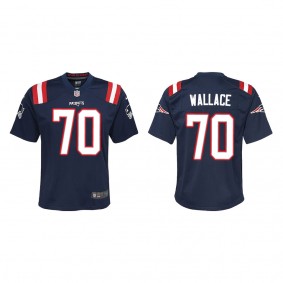 Youth Caedan Wallace New England Patriots Navy Game Jersey