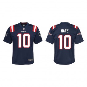 Youth Drake Maye New England Patriots Navy Game Jersey