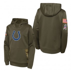 Youth Indianapolis Colts Olive 2022 Salute To Service Performance Pullover Hoodie