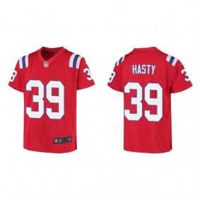 Youth New England Patriots JaMycal Hasty Red Game Jersey