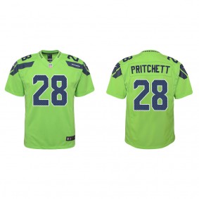 Youth Nehemiah Pritchett Seattle Seahawks Green Alternate Game Jersey