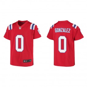 Youth New England Patriots Christian Gonzalez Red 2023 NFL Draft Game Jersey